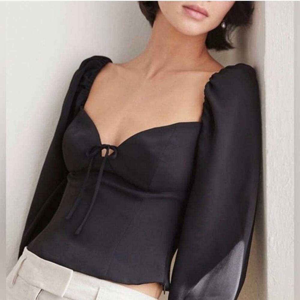 Wilfred Aritzia Novella Long Sleeve Blouse Black size 10